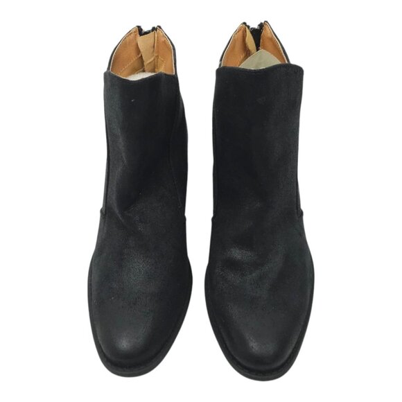 Qupid Ankle Boot Women Size 9 Chunky Block Heel Faux Suede Back Zip Bootie Black - Picture 5 of 16